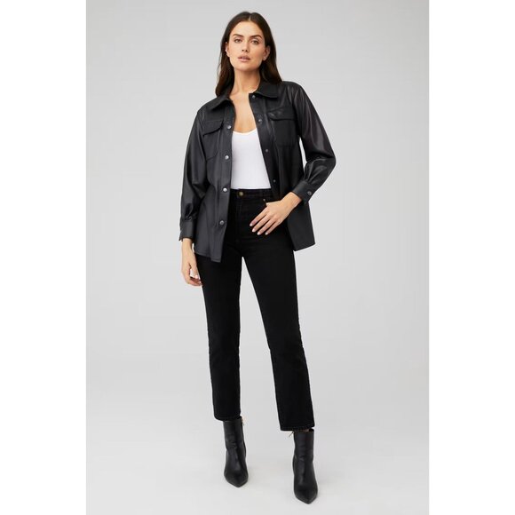 Steve Madden Faux Good Measure Shacket in Black XSmall Womens Vegan Shirt - Picture 10 of 15